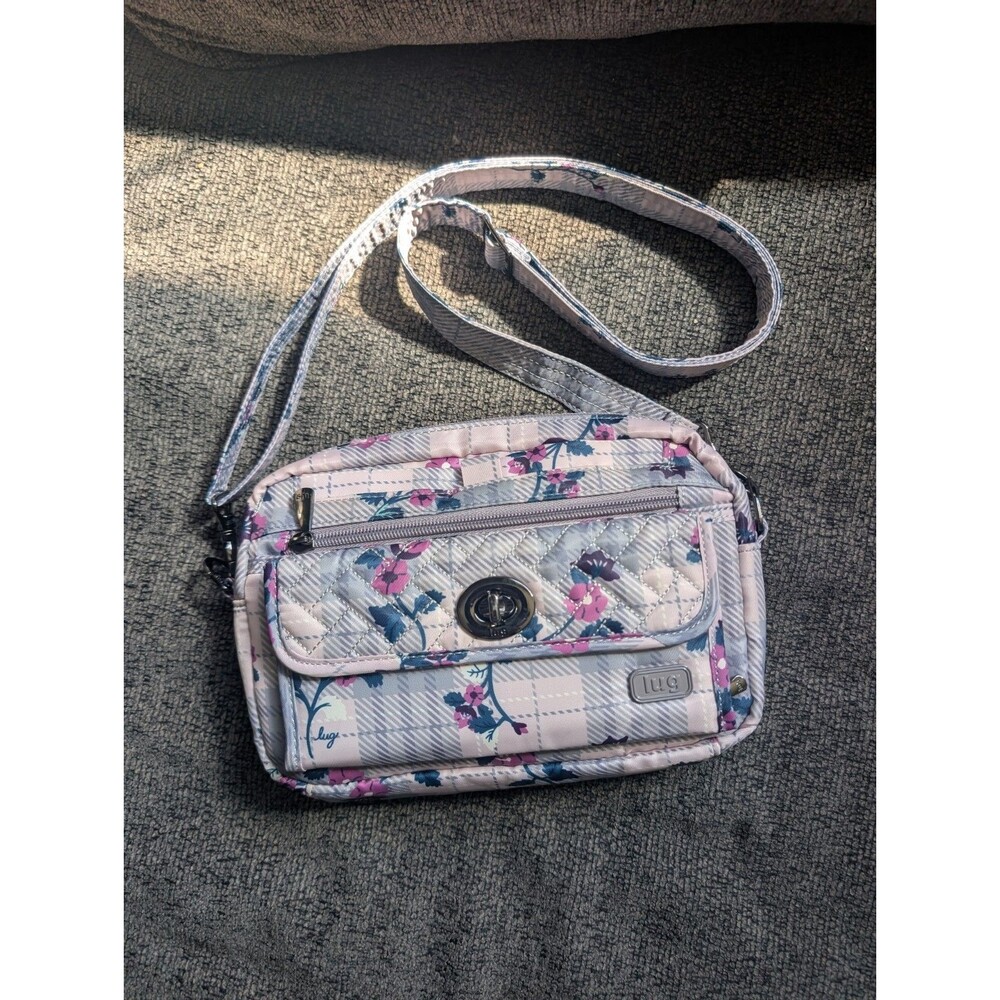 LUG Switch Convertible Crossbody Belt Bag Plaid Floral Pearl Quiled Polyester